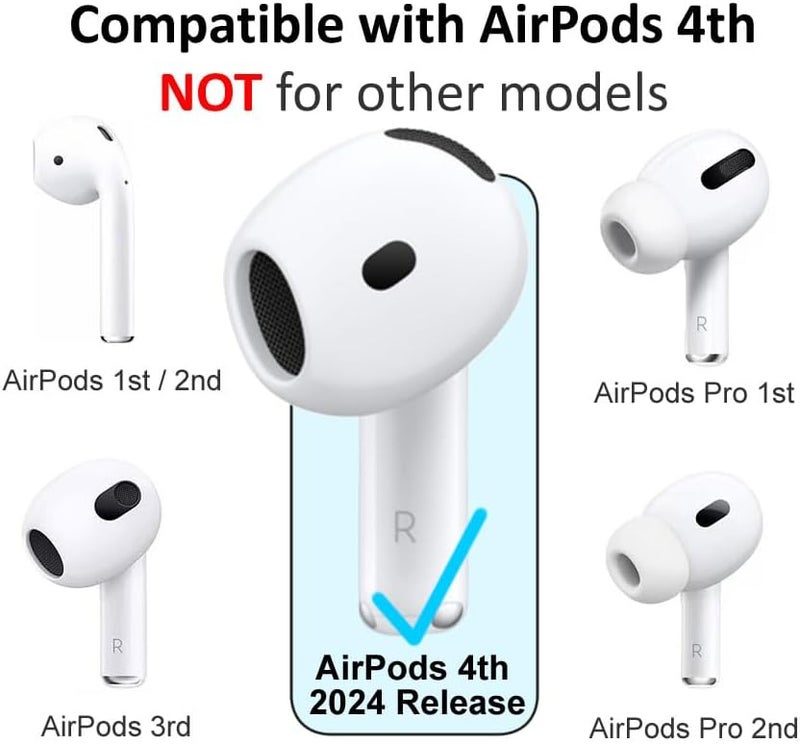 A-Focus Anti-Slip Set for AirPods 4 Silicone Adjustable Ear Hook Ergonomic Design Wings Wingtip Ear Hooks Tips Strap Sport Earbuds Accessories Eartip Compatible with AirPods 4th Black - Image 2